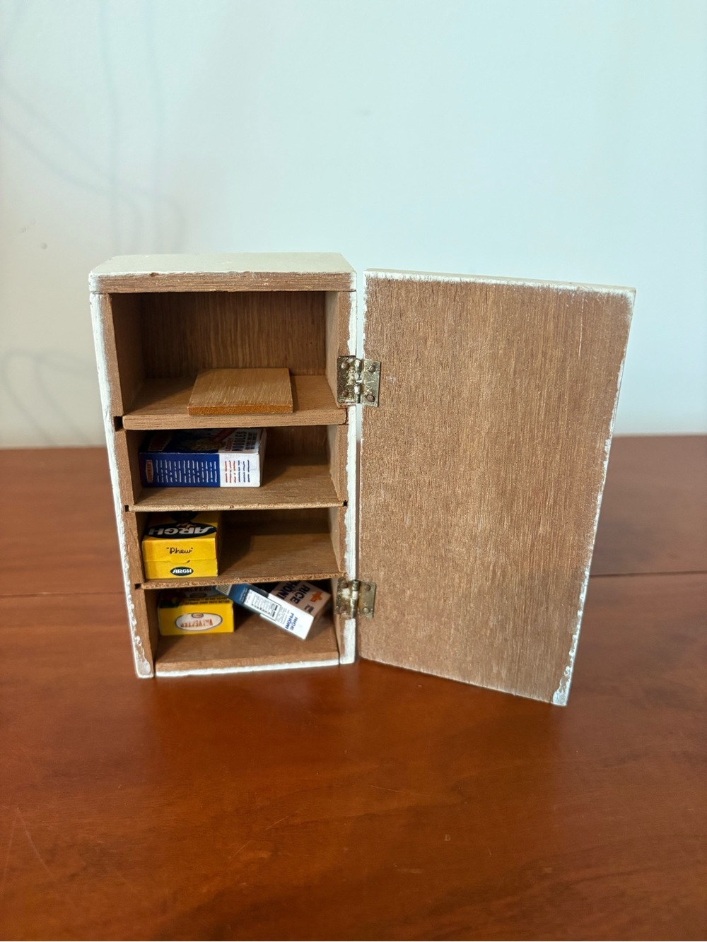 Miniature Wooden Pantry Cupboard Vintage Wacky Packages Dollhouse